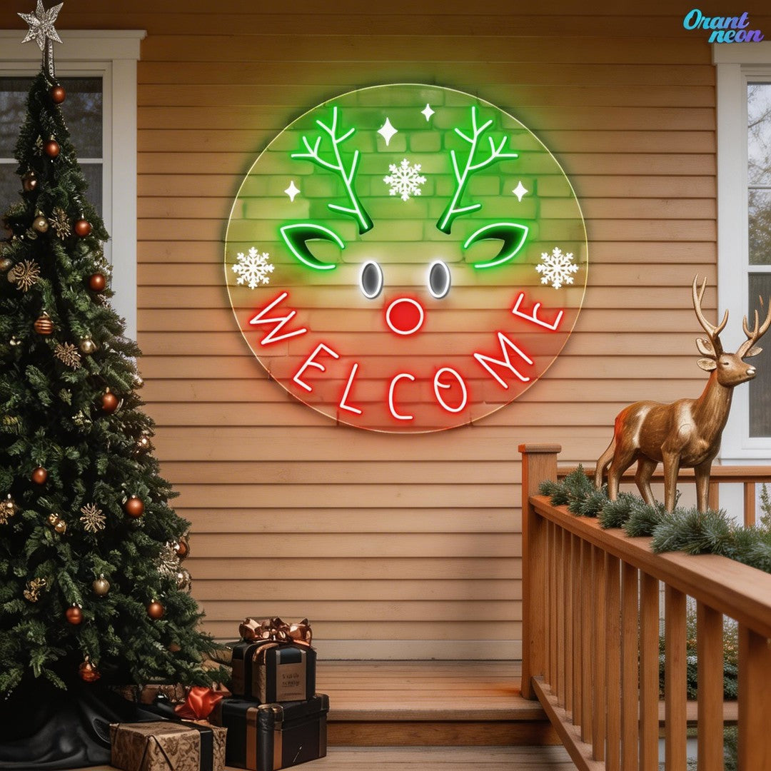 Welcome Christmas Moose Neon Sign Light Artwork