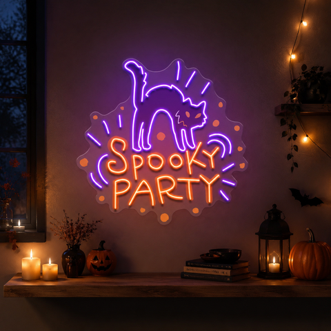 Halloween Theme SPOOKY PARTY LED Neon Sign Light Pop Art