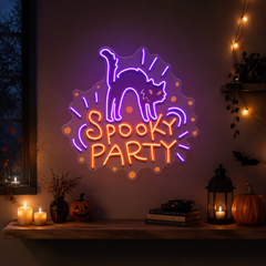 Halloween Theme SPOOKY PARTY LED Neon Sign Light Pop Art
