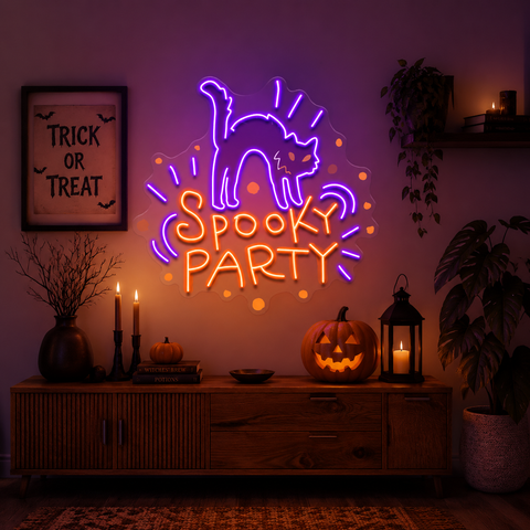 Halloween Theme SPOOKY PARTY LED Neon Sign Light Pop Art