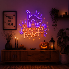 Halloween Theme SPOOKY PARTY LED Neon Sign Light Pop Art