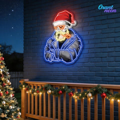 Smoking Santa's Shadow Neon Sign Light Artwork