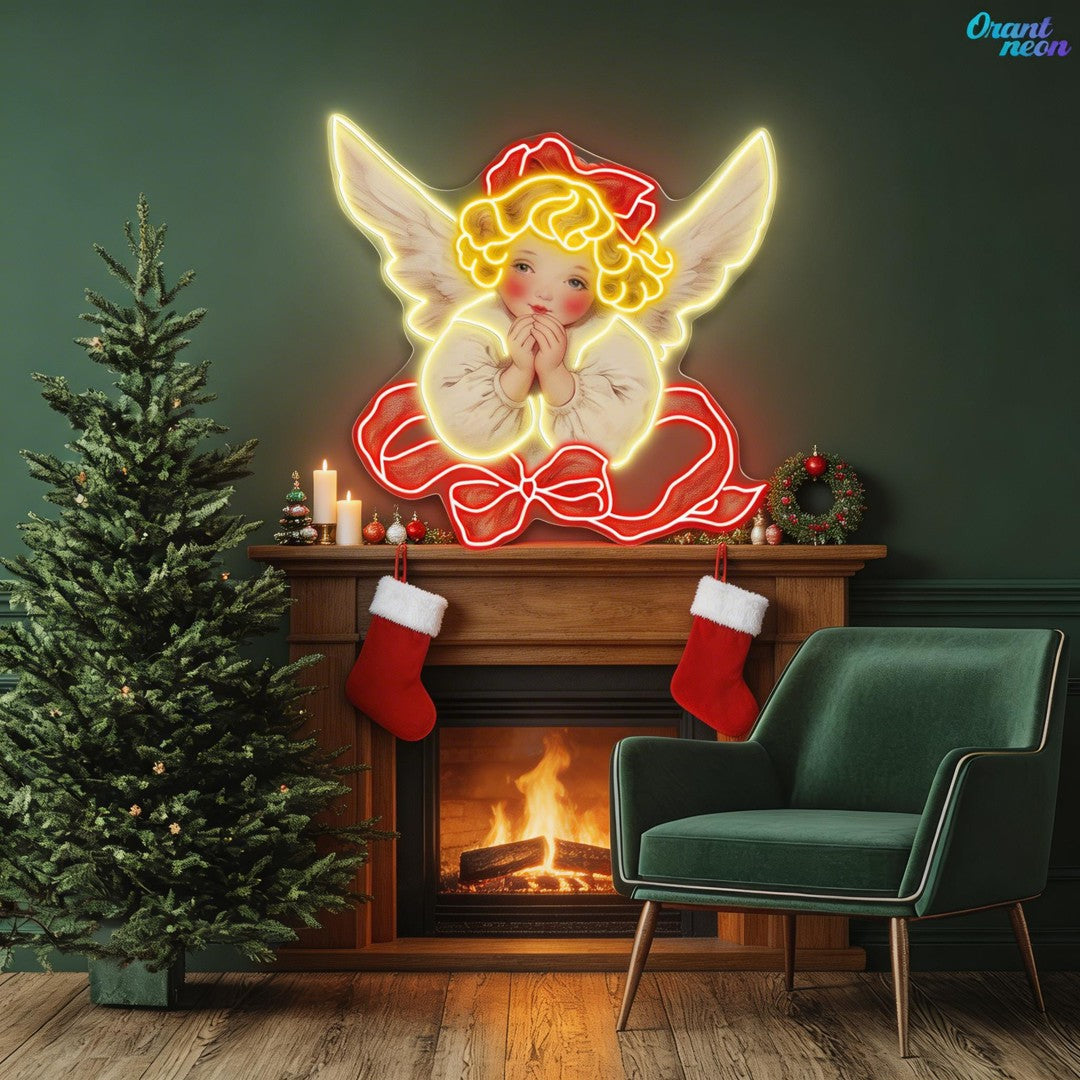 Angelic Blessings for a Peaceful Christmas Neon Light Artwork