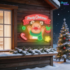 Shining Through the Snow: A Neon Reindeer Christmas Neon Sign Light Artwork