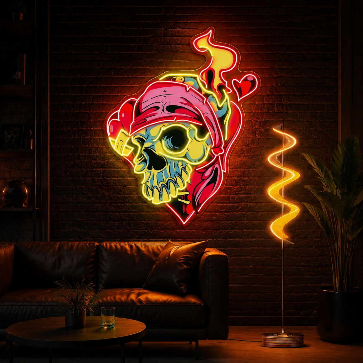 Skull & Love: A Neon Romance Neon Sign Light Artwork