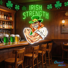 Patrick's Day Irish Goblin With Muscle Led Neon Acrylic Artwork