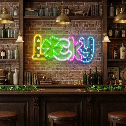 Lucky 2 St Patrick's Day Artwork Led Neon Sign Light