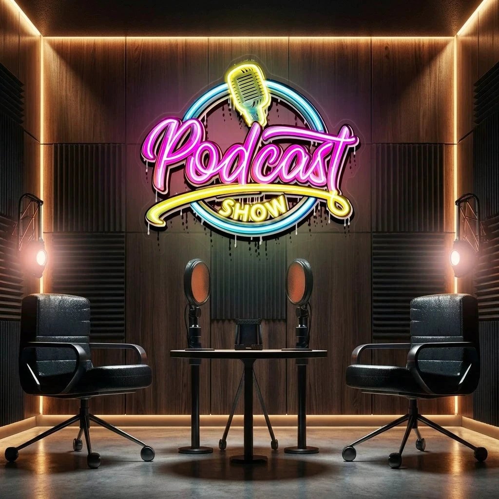 LED Neon Sign for Podcast Show - Custom Artwork Design