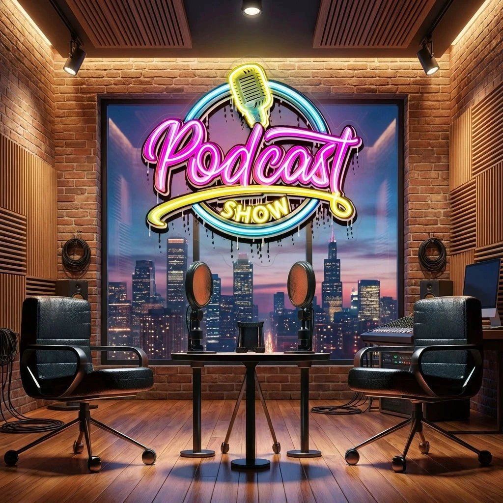 LED Neon Sign for Podcast Show - Custom Artwork Design