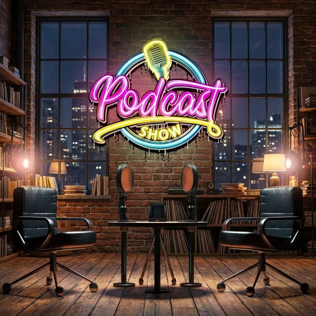 LED Neon Sign for Podcast Show - Custom Artwork Design