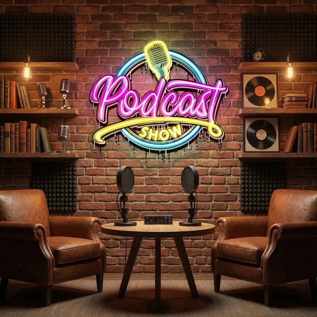 LED Neon Sign for Podcast Show - Custom Artwork Design