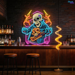 Skull Beats: Neon Vibes from the Grave Neon Sign Light Artwork