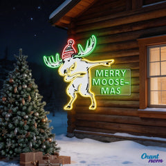 Christmas Spirit in Neon Lights: A Moose Collection Neon Sign Light Artwork