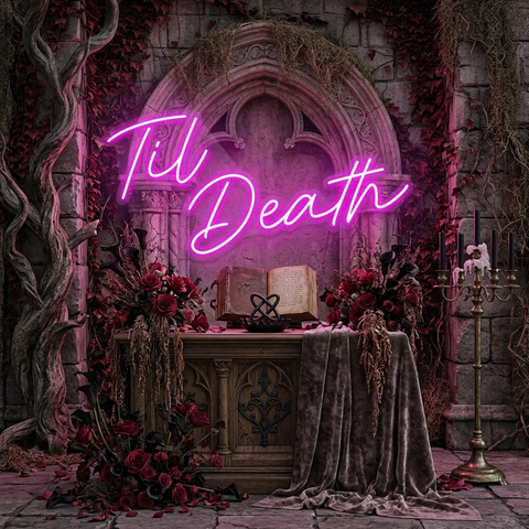 Til Death Led Neon Sign Light, Neon Sign Wedding, Neon Sign Wedding Backdrop