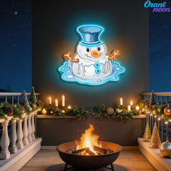 Neon Snowman Magic: Winter's Warmest Light Neon Sign Light Artwork
