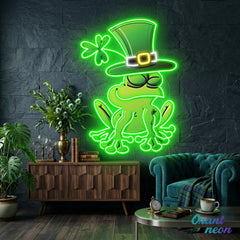Patrick's Day Frog Wearing Hat and Sleeping Led Neon Acrylic Artwork