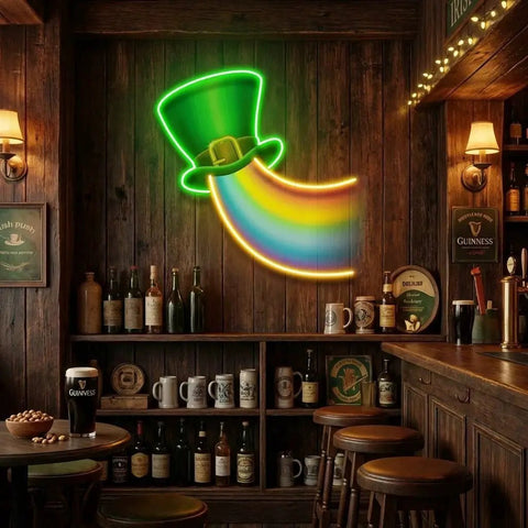 Rainbow Lucky St Patrick's Day Artwork Led Neon Sign Light