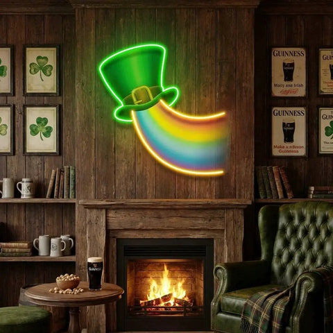 Rainbow Lucky St Patrick's Day Artwork Led Neon Sign Light