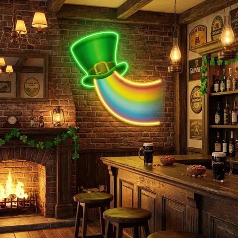Rainbow Lucky St Patrick's Day Artwork Led Neon Sign Light