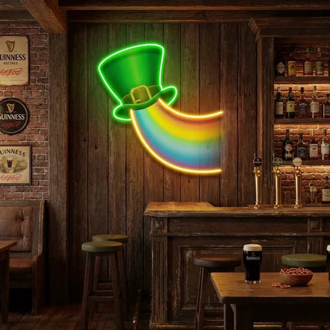 Rainbow Lucky St Patrick's Day Artwork Led Neon Sign Light
