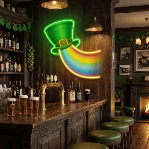 Rainbow Lucky St Patrick's Day Artwork Led Neon Sign Light