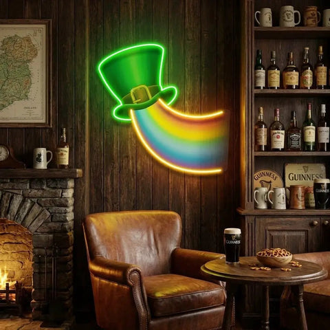 Rainbow Lucky St Patrick's Day Artwork Led Neon Sign Light