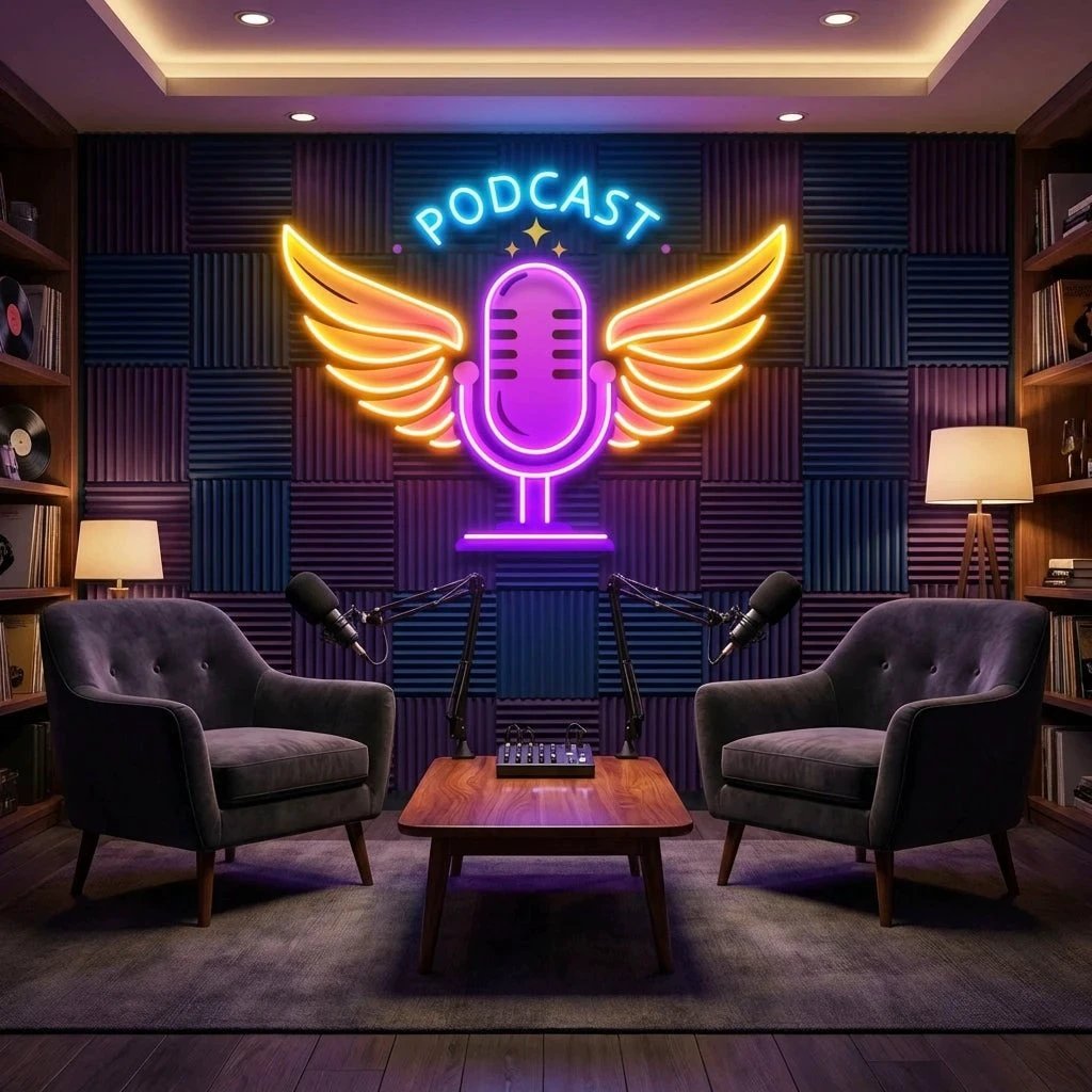 Custom Name Podcast LED Neon Light - Custom Artwork for Studio Decor