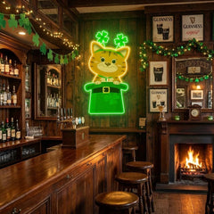 Cat Lucky Saint Patrick's Day Artwork Led Neon Sign Light