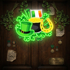 Patrick's Day With Hat Flag And Money Led Neon Acrylic Artwork