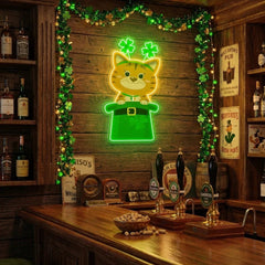Cat Lucky Saint Patrick's Day Artwork Led Neon Sign Light