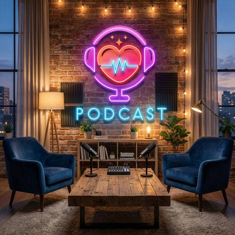 Podcast Studio LED Neon Sign - Custom Artwork Design