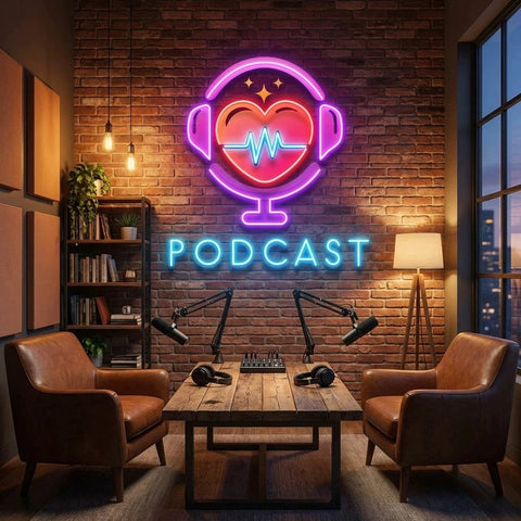 Podcast Studio LED Neon Sign - Custom Artwork Design