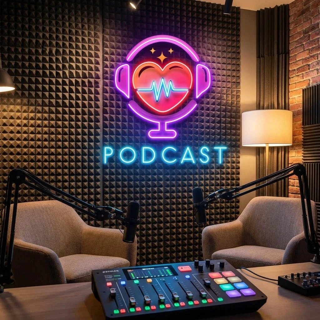 Podcast Studio LED Neon Sign - Custom Artwork Design