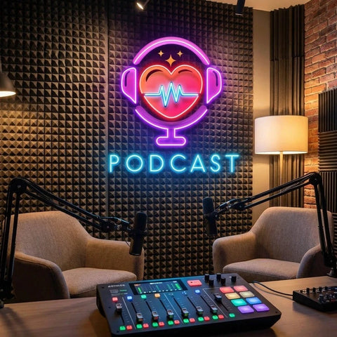 Podcast Studio LED Neon Sign - Custom Artwork Design