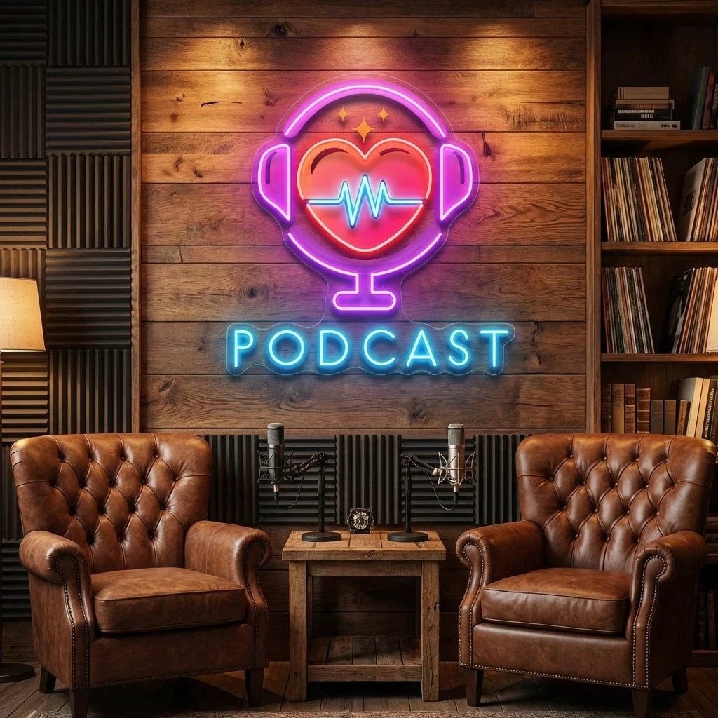 Podcast Studio LED Neon Sign - Custom Artwork Design