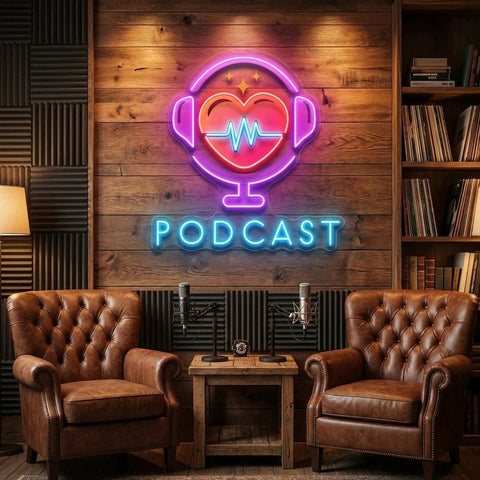 Podcast Studio LED Neon Sign - Custom Artwork Design