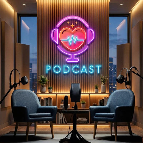 Podcast Studio LED Neon Sign - Custom Artwork Design