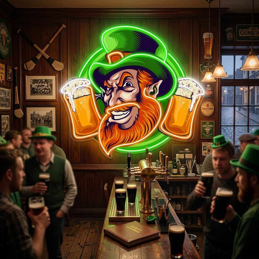 Patrick's Day Cool Goblin Smile and Beer Led Neon Acrylic Artwork