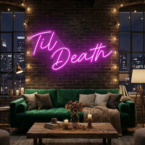 Til Death Led Neon Sign Light, Neon Sign Wedding, Neon Sign Wedding Backdrop