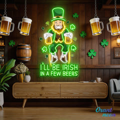 Patrick's Day Irish Goblin Drinking Beer Led Neon Acrylic Artwork