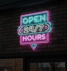 24 Hour Open Led Neon Sign Shop Decor Sign