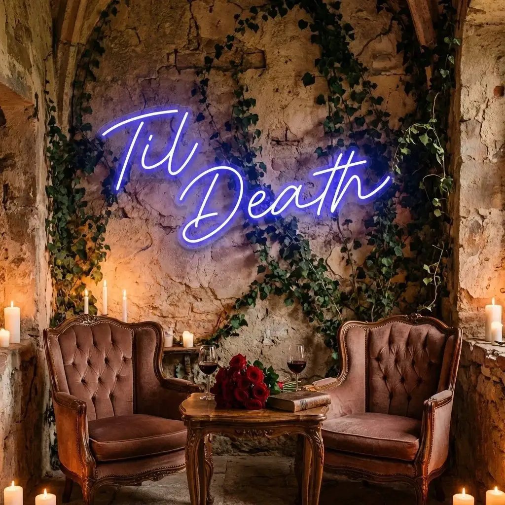 Til Death Led Neon Sign Light, Neon Sign Wedding, Neon Sign Wedding Backdrop