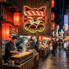Lucky Cat Takoyaki LED Neon Sign for Japanese Restaurant Decor