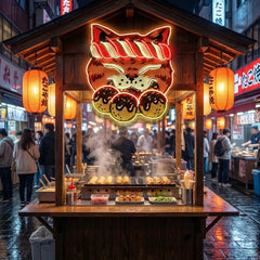Lucky Cat Takoyaki LED Neon Sign for Japanese Restaurant Decor