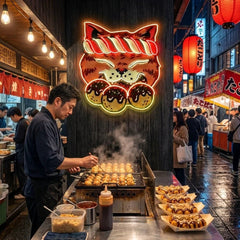 Lucky Cat Takoyaki LED Neon Sign for Japanese Restaurant Decor