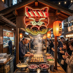 Lucky Cat Takoyaki LED Neon Sign for Japanese Restaurant Decor