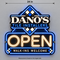 Dano’s Tile Installers Open Logo - Custom LED Neon Sign