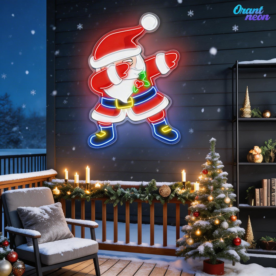 Dabbin' Santa Style Neon Sign Light Artwork