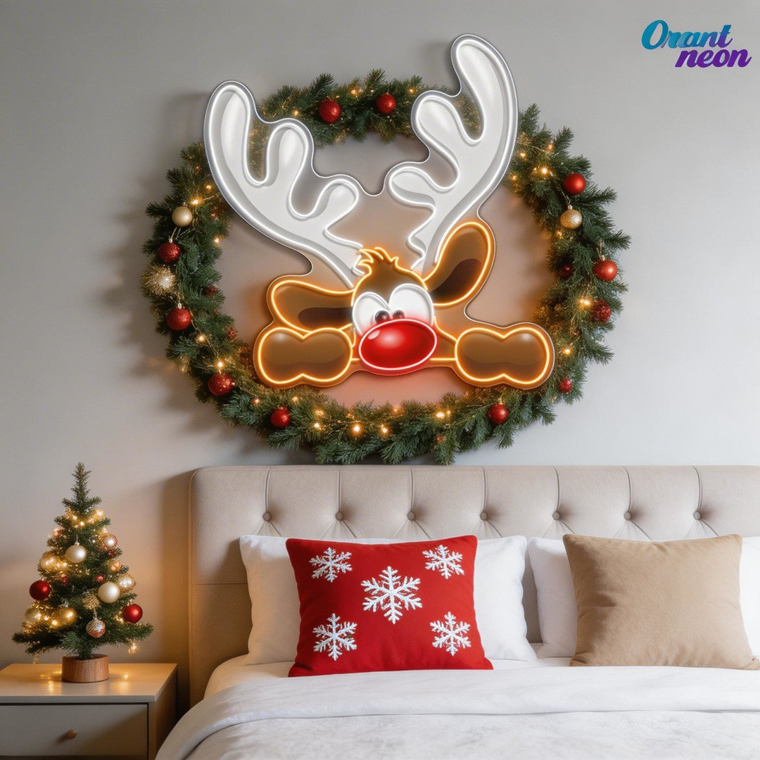 Dashing Through the Snow: Adorable Reindeer Neon Sign Light Artwork