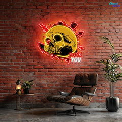 Dirty Skull With Graffity Neon Sign Light Artwork